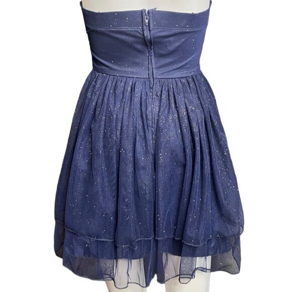 Speechless Sparkley Tulle Strapless Mini Dress Blue Size 3 - Picture 4 of 4